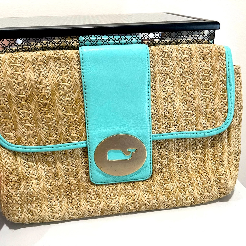 VINEYARD VINES straw clutch purse, $128.00